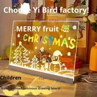 Tableau de dessin lumineux transparent en acrylique effaçable pour enfants avec source de lumière LED blanc chaud pour chambre à coucher
