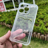 Coque transparente antichoc en TPU avec fente pour carte et support de carte pour iPhone 17 Pro Max et iPhone 18