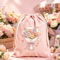 Sac cadeau en toile réutilisable à cordon, motif dessin animé, pochette de rangement souple, écologique, pour foire, marché, stand de vente au détail