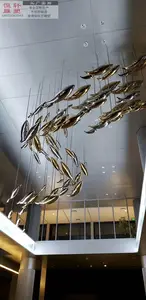 Decorazione per la casa fatta a mano decorazione di grandi dimensioni in acciaio inossidabile statua animale arte pesce scultura per il giardino dell'hotel