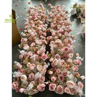 Chemin de table en fleurs artificielles en soie rose champagne pour mariage, table des mariés, centre de table de banquet, décoration de toile de fond pour photomaton de fête
