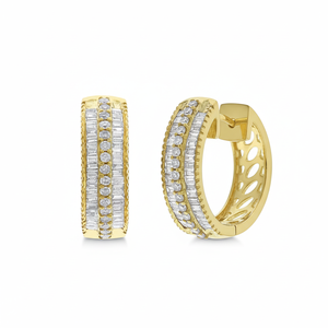 Orecchini a cerchio di diamanti (1/2 ct. T. w.) in argento Sterling placcato oro 14k | Macacy's - Product Image 1