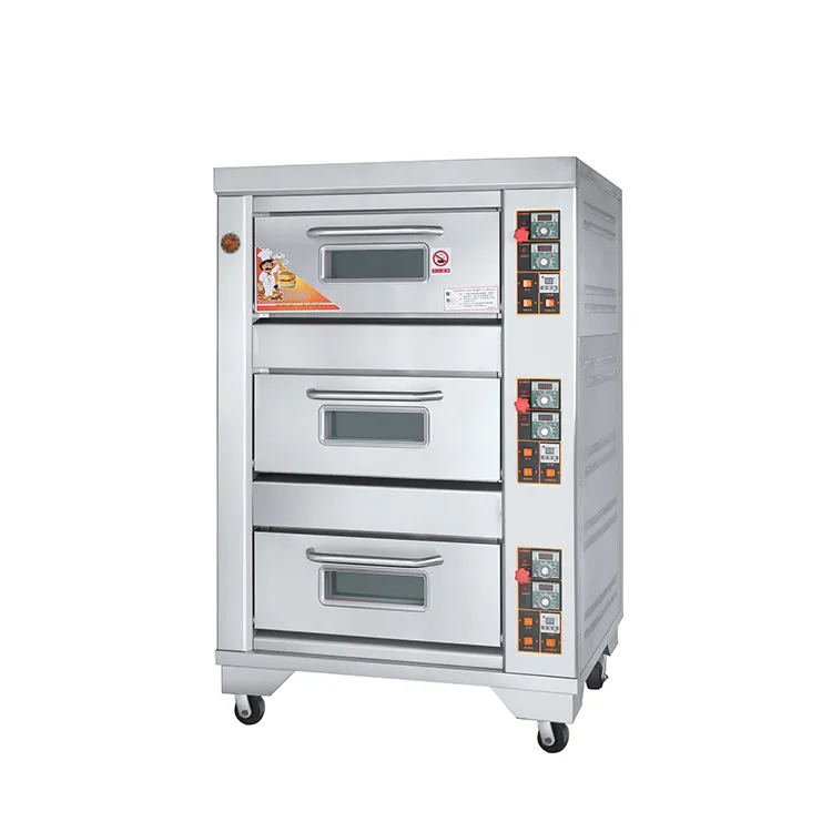 RFL-33C 3 Trays Glass Door Gas 3 Deck Oven Bread Bakery Oven Gas Deck Baking Oven