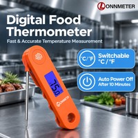 Thermomètre numérique pliable à lecture instantanée pour aliments et viande avec rétroéclairage USB, personnalisable OEM/ODM, en acier inoxydable, indice de protection IP68