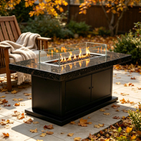 Nouvelle table de foyer rectangulaire en métal au propane, 50000-74999 BTU, écologique, multifonctionnelle, pour l'extérieur, pour la cour