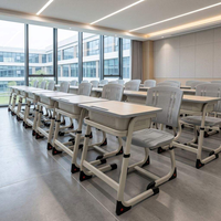 Bureau et chaise d'école ergonomiques réglables en hauteur, structure métallique, ensemble table d'étude pour élèves du primaire et du secondaire