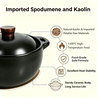 Cocotte en céramique noire, design oriental, passe au lave-vaisselle, légère, plusieurs capacités, résistante à la chaleur, finition émail traditionnel