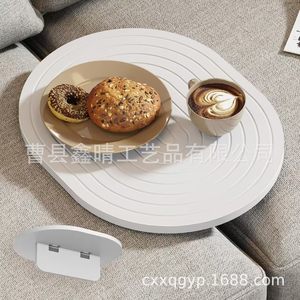 Bandeja de sofá Xinqing, bandeja ovalada giratoria para aperitivos y té, para uso en la sala de estar - Product Image 2