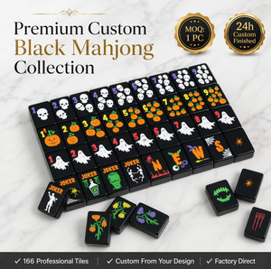 Juego <span class=keywords><strong>de</strong></span> Mahjong Negro Moderno Premium, 166 Fichas Americanas Grabadas, Fichas Joker Personalizadas, Juego Portátil <span class=keywords><strong>de</strong></span> Acrílico <span class=keywords><strong>de</strong></span> Lujo para Profesionales - Product Image 6