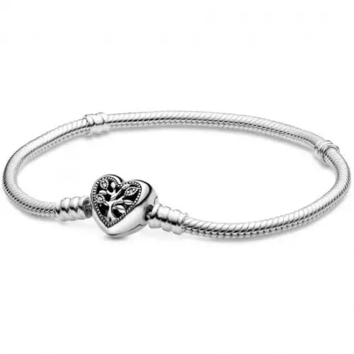 Wholesale Real 925 Sterling Silver Family Heart Snake Chain Charm Bracelet 598827C01 with LOGO Engraved 10pcs/lot Free ship