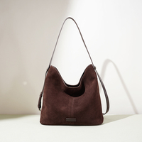 Sac à bandoulière Hobo en cuir suédé véritable de qualité supérieure pour femme, sac seau rétro de luxe en velours, sac à main bandoulière avec sangle réglable