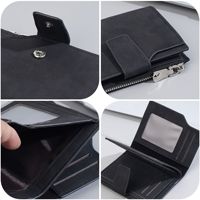 Baellerry dompet pendek pria, kelas atas Multi kartu ritsleting vertikal desain sederhana dengan kulit PU dan lapisan poliester 2025