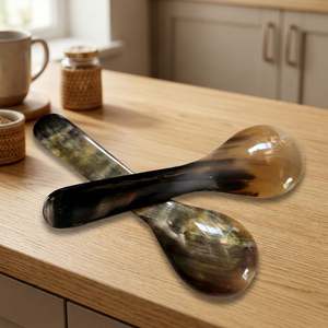 Handcrafted Natural Water Buffalo Horn Spoon Unique Craft India Home Decor Short Handle Cutlery Spoons Tableware Utensils - Product Image 1
