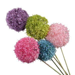 ดอกไม้ประดิษฐ์กิ่งเดี่ยวทรงลูกบอล วัสดุพีวีซี สีฟ้า สีเขียว สีชมพู สีแดง สีม่วง สำหรับตกแต่งงานแต่งงาน ตกแต่งโต๊ะ - Product Image 5
