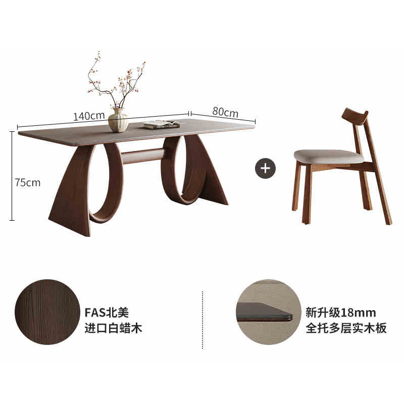 Table à manger de 1,4 mètre et chaises à rames * 4