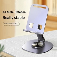 Support de téléphone portable et d'ordinateur portable BUSTYLE personnalisé, entièrement métallique, rotatif à 360°, pliable, pour bureau, streaming en direct et enregistrement vidéo