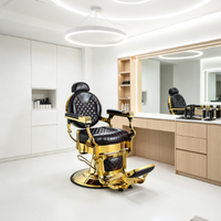 Chaise de barbier ergonomique pliable hydraulique personnalisée avec siège en cuir PU, design contemporain, mobilier de salon commercial portable