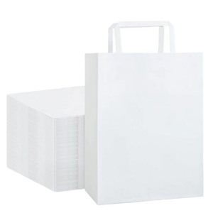 Bolsa de Papel Kraft Blanca Reciclable Personalizable con Asa Plana, Impresión Offset, Excelente Calidad para Compras, Exposiciones y Promoción - Product Image 4