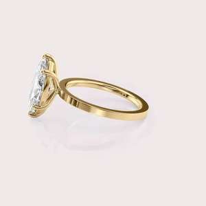 Bague de fiançailles solitaire en diamant de laboratoire taille marquise en or jaune/blanc/rose 18 carats - Product Image 3