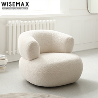 WISEMAX FURNITURE Mobilier de salon de décoration de luxe chaise d'appoint en fausse laine blanche chaise longue de loisirs occasionnelle en fourrure de mouton