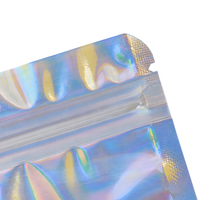 Op maat gedrukte 4x6 zilveren regenboog ziplock snackstandtas, food grade holografische verpakking voor baby- en dierenvoer, plastic zak met zip sluiting