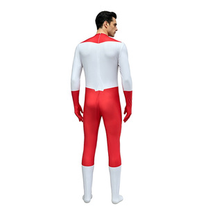 Invincible Nolan Cosplay Costume Red <b>White</b> Bodysuit With Cape For Halloween Game Anime Role Playing - Product Image 4