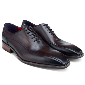 Chaussures de marié haut de gamme de style britannique, en cuir véritable, à lacets, bout fermé, fabriquées à la main, pour hommes - Product Image 5