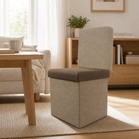 Chaise Ottoman Pliante Moderne avec Dossier en Tissu à Carreaux, Tabouret Pliant d'Entrée, Repose-Pieds pour Salon et Maison
