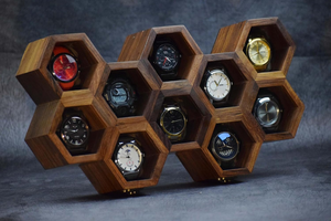 Scatola per <span class=keywords><strong>orologi</strong></span> in legno naturale <span class=keywords><strong>vintage</strong></span> a nido d'ape - Product Image 5