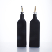 Bouteille d'huile d'olive en verre noir mat et bouteille d'emballage de vinaigre d'huile de cuisson Vente en gros