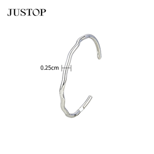 JUSTOP Rhodium Plated Cuff <b>Bracelet</b> <b>Crystal</b> Inlay 0.5cm Width Unisex Classic Fashion Jewelry - Product Image 5
