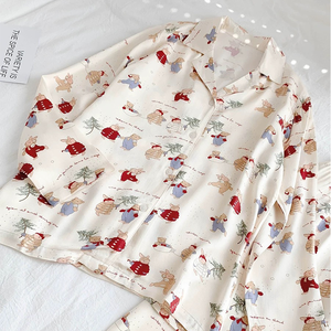 Manufacturer Custom <strong>Ladies</strong> Cotton <strong>Pyjamas</strong> for Women Set Soft Loungewear 2 Piece Women's Cartoon <strong>Christmas</strong> Pajamas Sets - Product Image 3