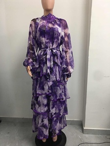 Vestido Maxi Elegante de Manga Larga con Cuello Redondo y Volantes Ecológicos para Mujer, Estilo A-Line, Ideal para la Playa o Resort - Product Image 5