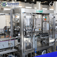 Machine d'étiquetage automatique rotative à colle thermofusible OPP Sunswell 24000BPH pour bouteilles d'eau rondes en PET et en verre