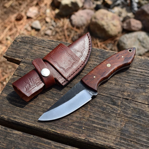 Cuchillo de Caza Personalizado Hecho a Mano de Acero al Carbono de Grado Industrial con Hoja Fija, Mango de Madera y Funda de Cuero OEM - Product Image 2