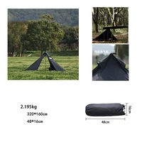 Tente de camping pyramidale portable d'extérieur, une chambre, quatre saisons, résistante aux intempéries, en tissu Oxford léger, 2 personnes, 6m