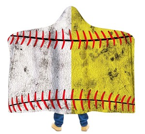 Kunden spezifische Fußball Softball Sports Team Print Soft Fleece Throw Kapuzen decke mit Sherpa-Futter - Product Image 2