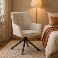 Chaise de salle à manger de loisirs avec assise rembourrée en tissu bouclé et pieds en métal, design moderne