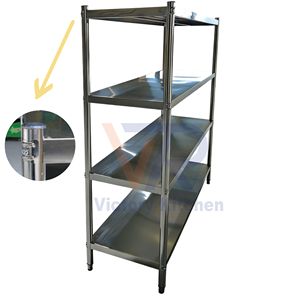Étagère de rangement au sol à 4 niveaux en acier inoxydable Victory Kitchen Silver201 08mm, non pliable, écologique, réglable - Product Image 1