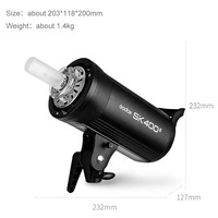 Flash de studio Godox SK400II neuf, 400Ws, temps de recyclage de 0,1 à 1 seconde, CCT 5600K, GN65, télécommande sans fil 2,4G intégrée