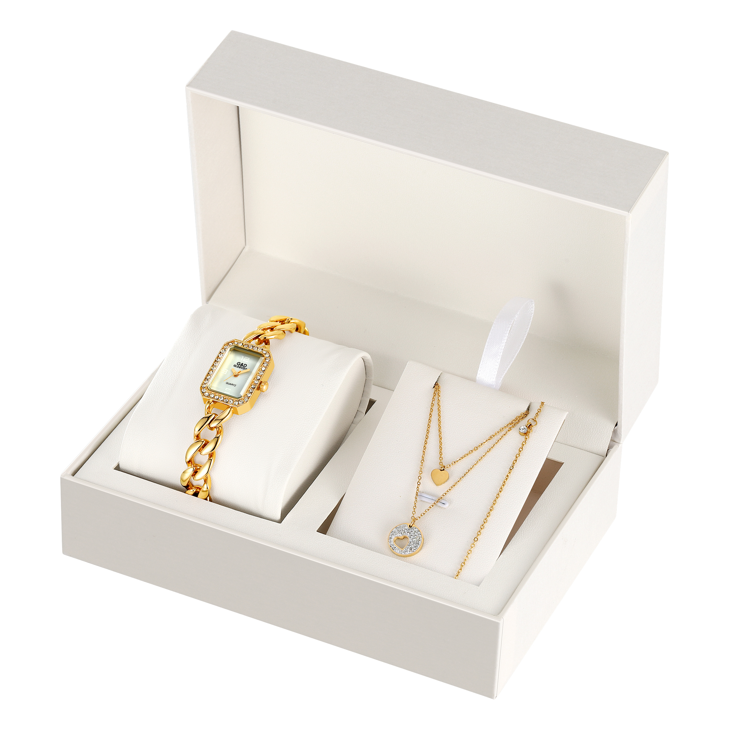 Luxury Women Set Fashion High Quality Ladies Stainless Steel Quartz Watch Necklace Bracelet Watch Set Women's Jewelry Set