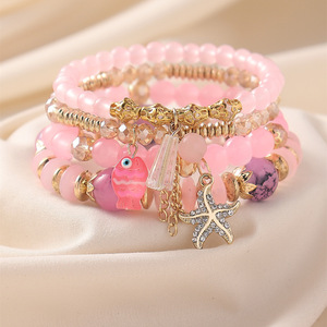 Bracelet bohème multicouche perlé avec breloques étoile de mer et poisson pour femme, accessoire de mode pour la plage et les vacances - Product Image 4