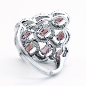 Anillo de plata con diseño geométrico de piedra roja, joyería con ojos - Product Image 4