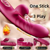 Beheizter Teleskopischer Intim-Vibrator für Frauen Silikon + ABS Wasserdichtes Persönliches Massagegerät 10 Saug- und Vibrationsmodi USB