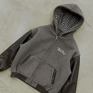 جاكيت جلدي شتوي للرجال مع تطريز ثلاثي الأبعاد، أزياء الشارع الحضرية، قماش كشمير، إغلاق بسحاب، خدمة تصنيع حسب الطلب متاحة - Product Image 2