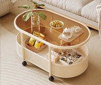 Table d'appoint mobile en verre de luxe léger, chariot de canapé moderne, table de chevet, petite table basse pour petit appartement, mobilier de maison
