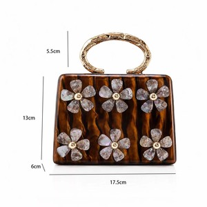 Factory NEW Fashion Elegant Resin <b>Clutch</b> <b>Bag</b> Pearl Flower Decoration Ring Handle Evening <b>Wedding</b> Party Handbag 3D Floral - Product Image 4