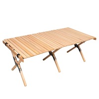 Conjunto de Mesa y Sillas Plegables de Bambú para Exteriores, Ligeras, Duraderas y Portátiles para Campamento y Picnic