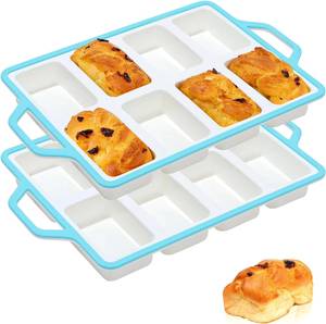 Moule à pâtisserie rectangulaire 8 cavités MUYULINS Factory, qualité platine LFGB, antiadhésif, sans BPA, en silicone, pour gâteaux et muffins. - Product Image 1