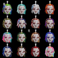 Pendentif Tête de Personnage 3D en Laiton et Zircon Entièrement Sertie de Pierres, Émail Coloré, Style Hip Hop pour Hommes Rappeurs